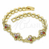 Oro Laminado Fancy Bracelet, Gold Filled Style with Multicolor Cubic Zirconia, Polished, Golden Finish, 03.357.0015.1.07 (07 MM Thickness, 7 Inches Length)