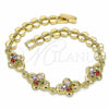 Oro Laminado Fancy Bracelet, Gold Filled Style with Multicolor Cubic Zirconia, Polished, Golden Finish, 03.357.0015.1.07 (07 MM Thickness, 7 Inches Length)