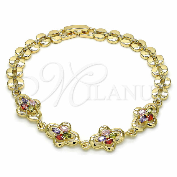 Gold Filled Bracelet — Fancy Bracelet with Multicolor Cubic Zirconia Polished 03. — main product view — SKU 129109 | Oro Laminado brazalete — elegante Bracelet with Multicolor Cubic Zirconia pulido 03. — SKU 129109
