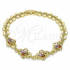 Oro Laminado Fancy Bracelet, Gold Filled Style with Multicolor Cubic Zirconia, Polished, Golden Finish, 03.357.0015.1.07 (07 MM Thickness, 7 Inches Length)
