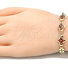 Oro Laminado Fancy Bracelet, Gold Filled Style with Garnet Cubic Zirconia, Polished, Golden Finish, 03.357.0015.2.07 (07 MM Thickness, 7 Inches Length)