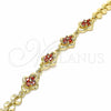 Oro Laminado Fancy Bracelet, Gold Filled Style with Garnet Cubic Zirconia, Polished, Golden Finish, 03.357.0015.2.07 (07 MM Thickness, 7 Inches Length)