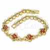 Oro Laminado Fancy Bracelet, Gold Filled Style with Garnet Cubic Zirconia, Polished, Golden Finish, 03.357.0015.2.07 (07 MM Thickness, 7 Inches Length)