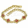 Oro Laminado Fancy Bracelet, Gold Filled Style with Garnet Cubic Zirconia, Polished, Golden Finish, 03.357.0015.2.07 (07 MM Thickness, 7 Inches Length)