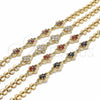 Oro Laminado Fancy Bracelet, Gold Filled Style with Garnet Cubic Zirconia, Polished, Golden Finish, 03.357.0015.2.07 (07 MM Thickness, 7 Inches Length)