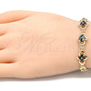 Oro Laminado Fancy Bracelet, Gold Filled Style with Black Cubic Zirconia, Polished, Golden Finish, 03.357.0015.3.07 (07 MM Thickness, 7 Inches Length)