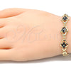 Oro Laminado Fancy Bracelet, Gold Filled Style with Black Cubic Zirconia, Polished, Golden Finish, 03.357.0015.3.07 (07 MM Thickness, 7 Inches Length)