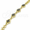 Oro Laminado Fancy Bracelet, Gold Filled Style with Black Cubic Zirconia, Polished, Golden Finish, 03.357.0015.3.07 (07 MM Thickness, 7 Inches Length)