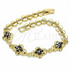 Oro Laminado Fancy Bracelet, Gold Filled Style with Black Cubic Zirconia, Polished, Golden Finish, 03.357.0015.3.07 (07 MM Thickness, 7 Inches Length)