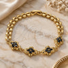Oro Laminado Fancy Bracelet, Gold Filled Style with Black Cubic Zirconia, Polished, Golden Finish, 03.357.0015.3.07 (07 MM Thickness, 7 Inches Length)