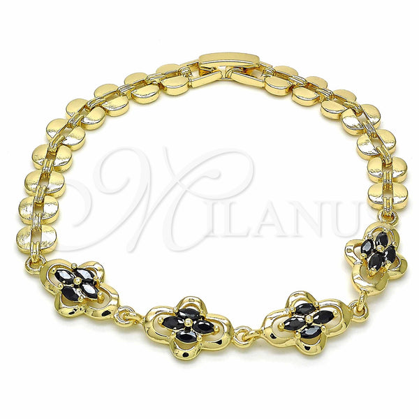 Gold Filled Bracelet — Fancy Bracelet with Black Cubic Zirconia Polished 03. — main product view — SKU 129111 | Oro Laminado brazalete — elegante Bracelet with negro Cubic Zirconia pulido 03. — SKU 129111