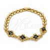Oro Laminado Fancy Bracelet, Gold Filled Style with Black Cubic Zirconia, Polished, Golden Finish, 03.357.0015.3.07 (07 MM Thickness, 7 Inches Length)