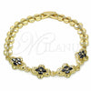 Oro Laminado Fancy Bracelet, Gold Filled Style with Black Cubic Zirconia, Polished, Golden Finish, 03.357.0015.3.07 (07 MM Thickness, 7 Inches Length)