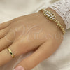 Oro Laminado Fancy Bracelet, Gold Filled Style Flower Design, with White Cubic Zirconia, Polished, Golden Finish, 03.357.0016.07 (06 MM Thickness, 7 Inches Length)
