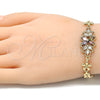 Oro Laminado Fancy Bracelet, Gold Filled Style Flower Design, with Multicolor Cubic Zirconia, Polished, Golden Finish, 03.357.0016.1.07 (06 MM Thickness, 7 Inches Length)