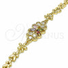Oro Laminado Fancy Bracelet, Gold Filled Style Flower Design, with Multicolor Cubic Zirconia, Polished, Golden Finish, 03.357.0016.1.07 (06 MM Thickness, 7 Inches Length)