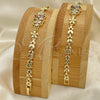 Oro Laminado Fancy Bracelet, Gold Filled Style Flower Design, with Multicolor Cubic Zirconia, Polished, Golden Finish, 03.357.0016.1.07 (06 MM Thickness, 7 Inches Length)