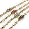 Oro Laminado Fancy Bracelet, Gold Filled Style Flower Design, with Multicolor Cubic Zirconia, Polished, Golden Finish, 03.357.0016.1.07 (06 MM Thickness, 7 Inches Length)