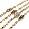 Oro Laminado Fancy Bracelet, Gold Filled Style Flower Design, with Black Cubic Zirconia, Polished, Golden Finish, 03.357.0016.3.07 (06 MM Thickness, 7 Inches Length)