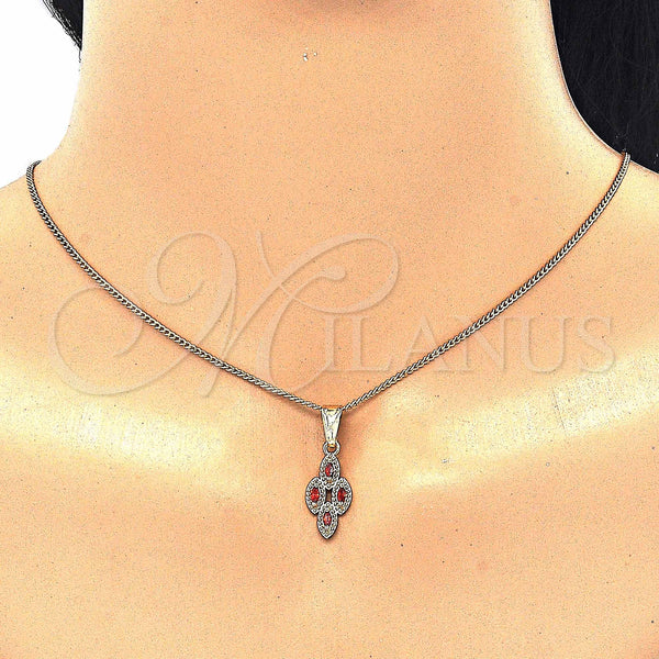 Gold Filled Ring — Earring and Pendant Adult Set with Garnet Cubic — alternate product view — SKU 129122 | Oro Laminado anillo — Earring and Pendant Adult Set with Garnet Cubic — SKU 129122