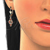 Oro Laminado Earring and Pendant Adult Set, Gold Filled Style with Garnet Cubic Zirconia, Polished, Golden Finish, 10.357.0004