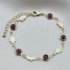 Oro Laminado Fancy Bracelet, Gold Filled Style Judaica and Evil Eye Design, Red Resin Finish, Golden Finish, 03.326.0007.06 (07 MM Thickness, 6 Inches Length)