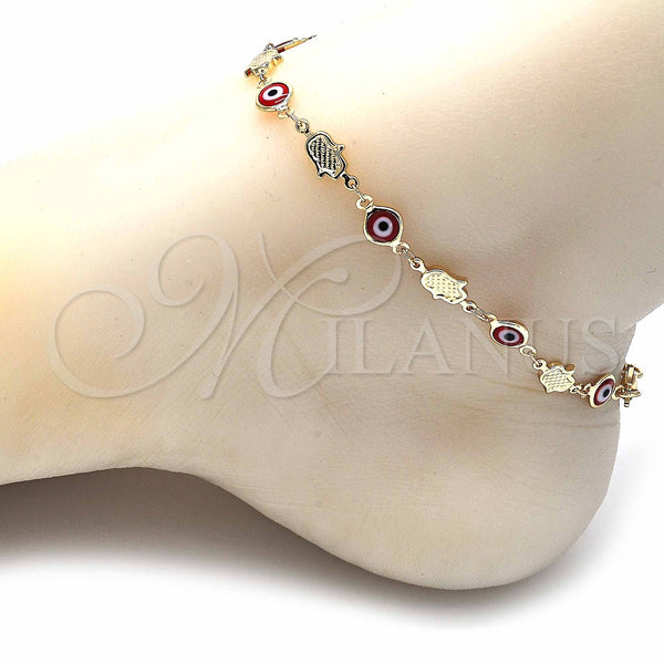 Gold Filled Anklet — Fancy Anklet Evil Eye and Hand of God — alternate product view — SKU 129130 | Oro Laminado tobillera — elegante Anklet Evil Eye and Hand of God — SKU 129130