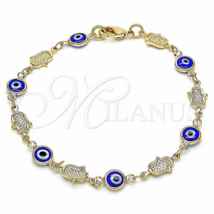 Gold Filled Bracelet — Fancy Bracelet Evil Eye and Hand of God — main product view — SKU 129132 | Oro Laminado brazalete — elegante Bracelet Evil Eye and Hand of God — SKU 129132