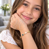 Oro Laminado Fancy Bracelet, Gold Filled Style Judaica and Evil Eye Design, Multicolor Resin Finish, Golden Finish, 03.326.0007.2.06 (07 MM Thickness, 6 Inches Length)