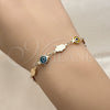 Oro Laminado Fancy Bracelet, Gold Filled Style Judaica and Evil Eye Design, Multicolor Resin Finish, Golden Finish, 03.326.0007.2.06 (07 MM Thickness, 6 Inches Length)