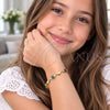 Oro Laminado Fancy Bracelet, Gold Filled Style Evil Eye and Heart Design, Multicolor Resin Finish, Golden Finish, 03.326.0008.06 (07 MM Thickness, 6 Inches Length)