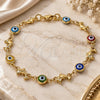 Oro Laminado Fancy Bracelet, Gold Filled Style Evil Eye and Dolphin Design, Multicolor Resin Finish, Golden Finish, 03.326.0009.08 (07 MM Thickness, 8 Inches Length)