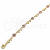 Oro Laminado Fancy Anklet, Gold Filled Style Evil Eye and Dolphin Design, Red Resin Finish, Golden Finish, 03.326.0009.1.10 (07 MM Thickness, 10 Inches Length)