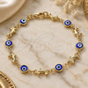 Oro Laminado Fancy Bracelet, Gold Filled Style Evil Eye and Dolphin Design, Blue Resin Finish, Golden Finish, 03.326.0009.2.08 (07 MM Thickness, 8 Inches Length)