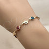 Oro Laminado Fancy Bracelet, Gold Filled Style Evil Eye and Elephant Design, Multicolor Resin Finish, Golden Finish, 03.326.0010.06 (07 MM Thickness, 6 Inches Length)