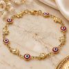 Oro Laminado Fancy Bracelet, Gold Filled Style Evil Eye and Elephant Design, Red Resin Finish, Golden Finish, 03.326.0010.1.08 (07 MM Thickness, 8 Inches Length)
