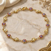 Oro Laminado Fancy Anklet, Gold Filled Style Evil Eye and Elephant Design, Red Resin Finish, Golden Finish, 03.326.0010.1.10 (07 MM Thickness, 10 Inches Length)