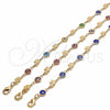 Oro Laminado Fancy Anklet, Gold Filled Style Evil Eye and Elephant Design, Red Resin Finish, Golden Finish, 03.326.0010.1.10 (07 MM Thickness, 10 Inches Length)