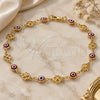 Oro Laminado Fancy Anklet, Gold Filled Style Evil Eye and Four-leaf Clover Design, Red Resin Finish, Golden Finish, 03.326.0011.1.10 (08 MM Thickness, 10 Inches Length)