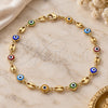 Oro Laminado Fancy Anklet, Gold Filled Style Evil Eye Design, Multicolor Resin Finish, Golden Finish, 03.326.0012.10 (07 MM Thickness, 10 Inches Length)