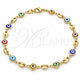 Oro Laminado Fancy Anklet, Gold Filled Style Evil Eye Design, Multicolor Resin Finish, Golden Finish, 03.326.0012.10 (07 MM Thickness, 10 Inches Length)