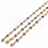 Oro Laminado Fancy Anklet, Gold Filled Style Evil Eye Design, Multicolor Resin Finish, Golden Finish, 03.326.0012.10 (07 MM Thickness, 10 Inches Length)