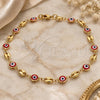 Oro Laminado Fancy Anklet, Gold Filled Style Evil Eye Design, Red Resin Finish, Golden Finish, 03.326.0012.1.10 (07 MM Thickness, 10 Inches Length)