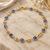 Oro Laminado Fancy Anklet, Gold Filled Style Evil Eye Design, Blue Resin Finish, Golden Finish, 03.326.0012.2.10 (07 MM Thickness, 10 Inches Length)