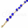 Oro Laminado Fancy Bracelet, Gold Filled Style Evil Eye Design, with Dark Tanzanite Opal, Blue Resin Finish, Golden Finish, 03.63.2069.1.08 (04 MM Thickness, 8 Inches Length)