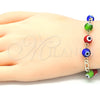 Oro Laminado Fancy Bracelet, Gold Filled Style Evil Eye Design, with Multicolor Opal, Multicolor Resin Finish, Golden Finish, 03.63.2069.2.08 (04 MM Thickness, 8 Inches Length)