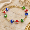 Oro Laminado Fancy Bracelet, Gold Filled Style Evil Eye Design, with Multicolor Opal, Multicolor Resin Finish, Golden Finish, 03.63.2069.2.08 (04 MM Thickness, 8 Inches Length)