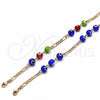 Oro Laminado Fancy Anklet, Gold Filled Style Evil Eye Design, Multicolor Resin Finish, Golden Finish, 03.63.2069.2.10 (04 MM Thickness, 10 Inches Length)