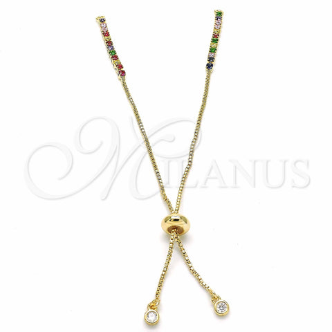 Oro Laminado Jewelry Supplies, Gold Filled Style with Multicolor and White Cubic Zirconia, Polished, Golden Finish, 08.63.0007.1