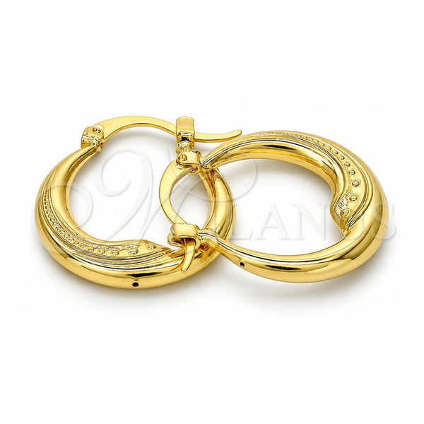 Oro Laminado Small Hoop, Gold Filled Style Hollow Design, Polished, Golden Finish, 02.09.0175.20